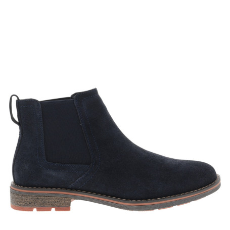 Boots en cuir bleu marine à talon décroché bas...