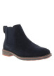 Thumbnail Boots en cuir bleu marine à talon décroché bas munies d'un soufflets élastiqués - Image 2