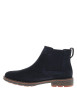 Thumbnail Boots en cuir bleu marine à talon décroché bas munies d'un soufflets élastiqués - Image 3