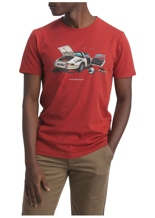 T-shirt en coton brique pourvu d'une coupe...