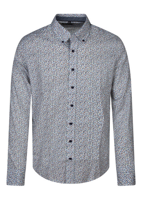 Chemise à motifs en coton multicolore à coupe...