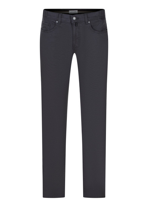 Pantalon anthracite en coton mélangé à coupe ajustée et finitions 5 poches