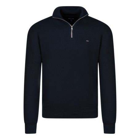 Pull en coton bleu marine avec une coupe droite...