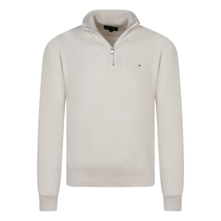 Pull en coton écru avec une coupe droite pourvu...