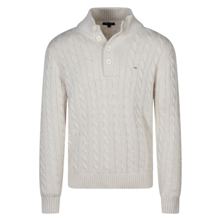 Pull en coton écru uni avec une coupe droite et...