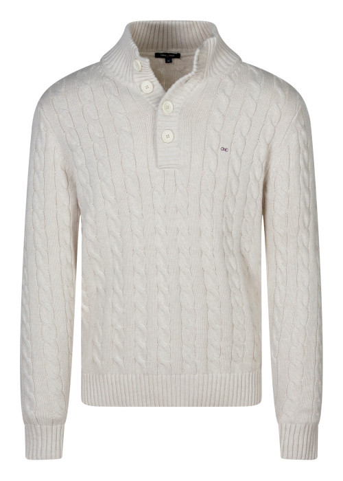 Pull en coton écru uni avec une coupe droite et...