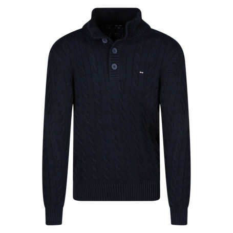 Pull en coton bleu marine avec une coupe droite...