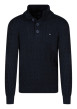 Thumbnail Pull en coton bleu marine avec une coupe droite pourvu d'un col boutonné
