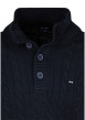 Thumbnail Pull en coton bleu marine avec une coupe droite pourvu d'un col boutonné - Image 3