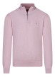 Thumbnail Pull en coton rose uni avec un col camionneur et une coupe droite
