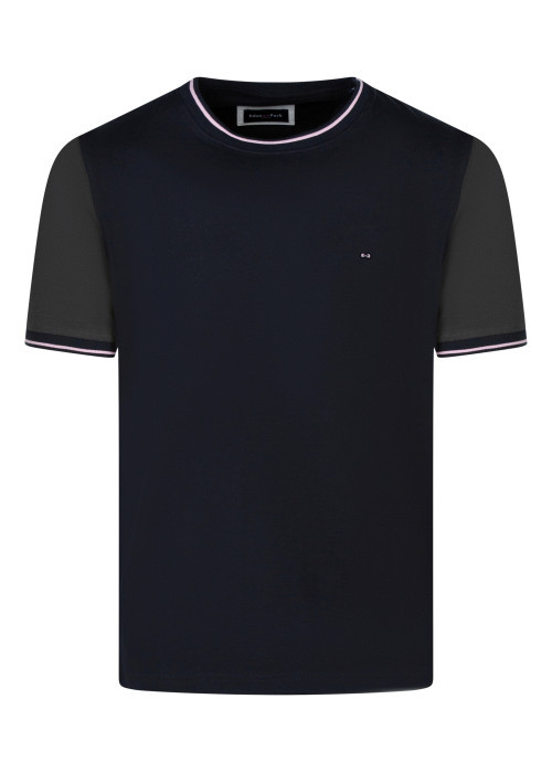 T-shirt en coton bleu marine et kaki avec des...