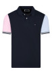 Thumbnail Polo en coton bleu et gris avec un col à revers boutonné et des manches courtes