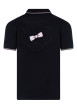 Thumbnail Polo en coton kaki et marine uni avec un col à revers boutonné et un liseré rose - Image 2