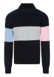 Thumbnail Gilet en coton bleu marine gris et rose à grande rayures doté d'un col montant - Image 2