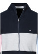 Thumbnail Gilet en coton bleu marine gris et rose à grande rayures doté d'un col montant - Image 3