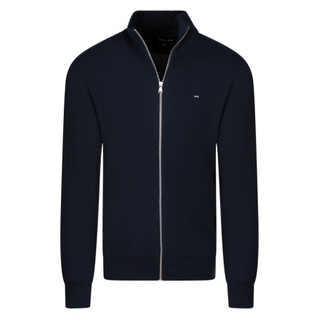 Gilet en coton marine uni avec une fermeture...