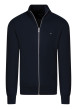 Thumbnail Gilet en coton marine uni avec une fermeture zippée et des manches longues