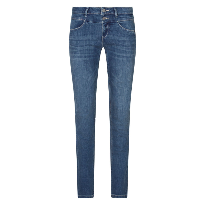 Freeman - Jean En Coton Bleu à Coupe Droite Pourvu D'une Fermeture Par Zip Et Boutons - Bleu Freeman - Jean En Coton Bleu à Coupe Droite Pourvu D'une Fermeture Par Zip Et Boutons - Bleu