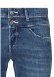 Thumbnail Jean en coton bleu à coupe droite pourvu d'une fermeture par zip et boutons - Image 3