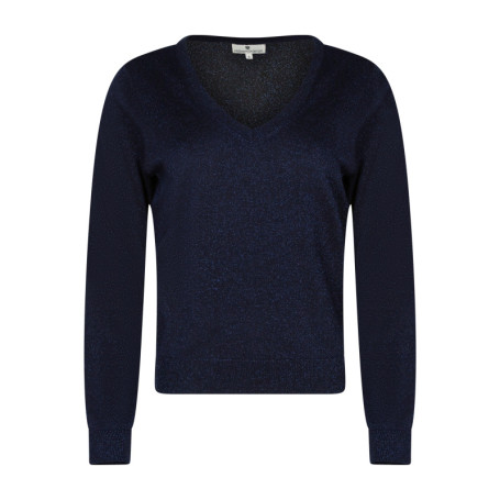 Pull marine à coupe droite pourvu d'un col v et...