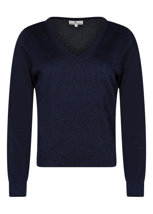 Pull marine à coupe droite pourvu d'un col v et...