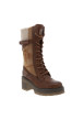 Thumbnail Bottes taupe à talon décroché moyen pourvues de lacets et d'un zip latéral - Image 2
