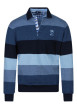 Thumbnail Sweat manches longues bleu à rayures avec un col polo et un logo brodé