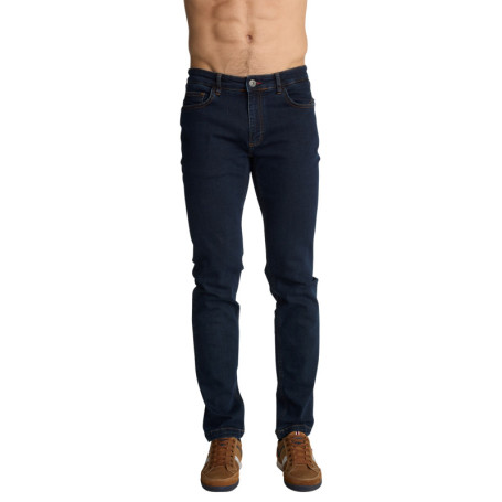 Jean en coton bleu foncé à cinq poches pourvu...