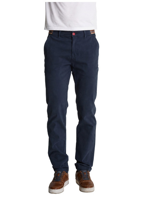 Pantalon chino bleu marine à coupe ajustée en...