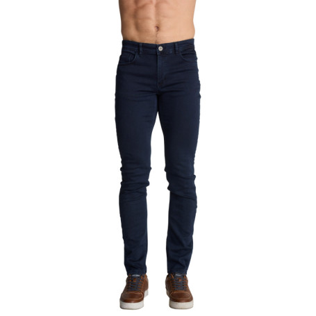 Jean à coupe slim en coton bleu marine uni...