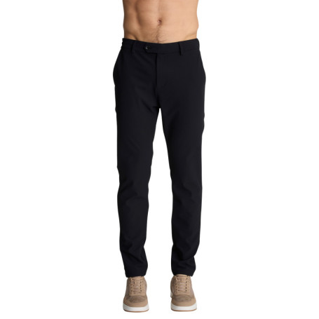 Pantalon chino noir uni à coupe droite en coton...