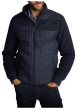 Thumbnail Blouson bi-matière zippée bleu marine en maille et nylon matelassé