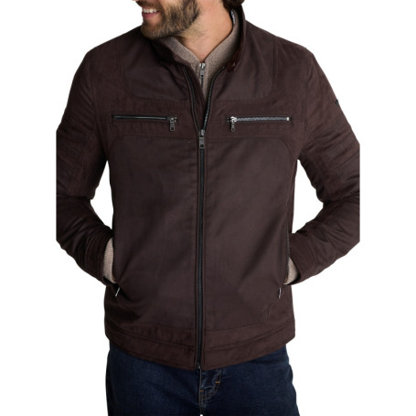 Blouson moka en suédine pourvu de poche zippées...
