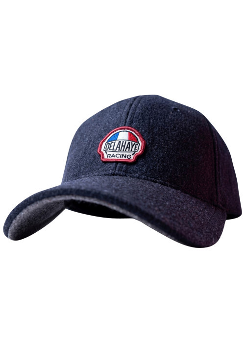 Casquette bleu marine en tissu duveteux ornée...