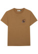 Thumbnail T-shirt en coton camel orné d'une broderie écureuil à coupe droite