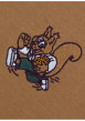 Thumbnail T-shirt en coton camel orné d'une broderie écureuil à coupe droite - Image 4