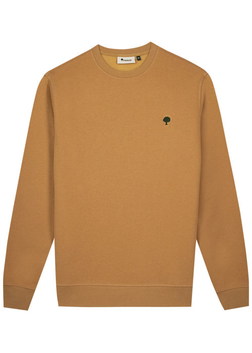 Sweat camel à col rond pourvu d'une coupe droite et du logo brodé