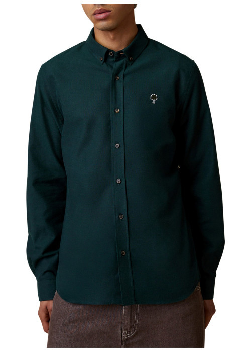 Chemise en coton vert sapin pourvue d'une coupe...