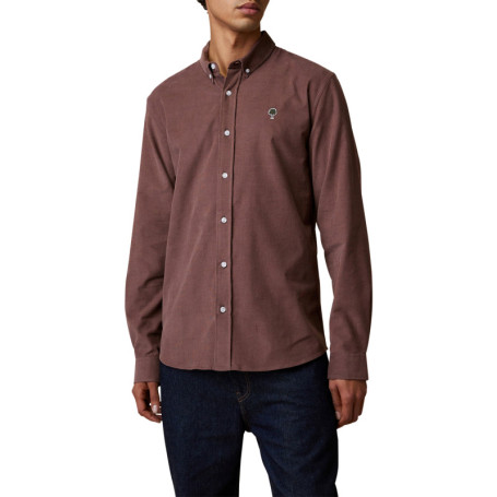Chemise en coton prune munie d'une coupe droite...