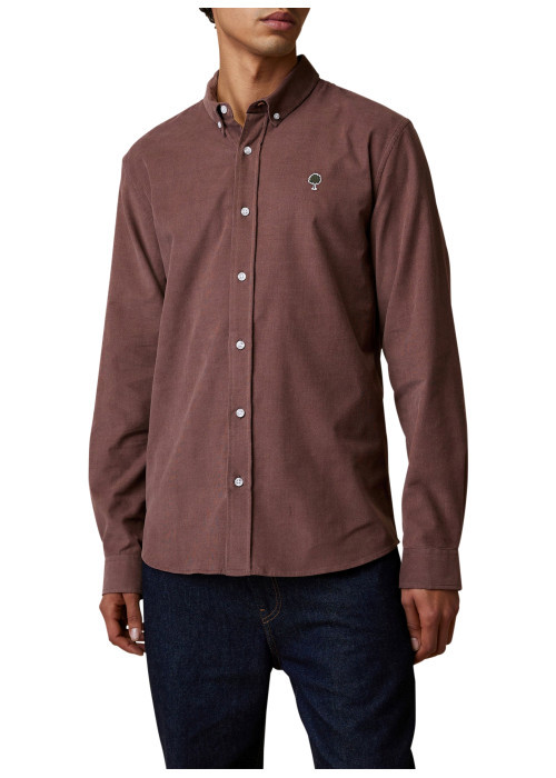 Chemise en coton prune munie d'une coupe droite...
