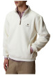 Thumbnail Sweat blanc en maille sherpa pourvu d'un col camionneur zippé à coupe droite - Image 3