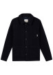 Thumbnail Blouson bleu marine en feutrine muni d'une coupe droite et d'un col à revers