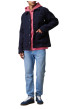 Thumbnail Blouson bleu marine en feutrine muni d'une coupe droite et d'un col à revers - Image 5