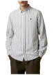 Thumbnail Chemise en coton blanc et gris ornée de rayures verticales à coupe droite