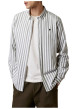 Thumbnail Chemise en coton blanc et gris ornée de rayures verticales à coupe droite - Image 3