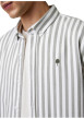 Thumbnail Chemise en coton blanc et gris ornée de rayures verticales à coupe droite - Image 4