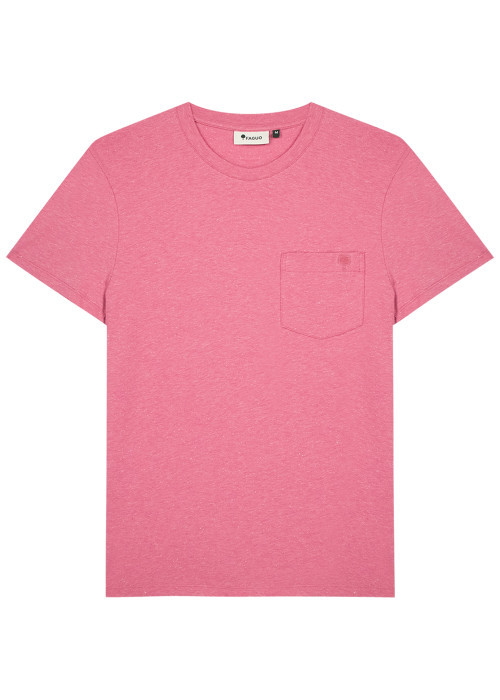 T-shirt en coton rose doté d'une coupe droite et d'une poche plaquée