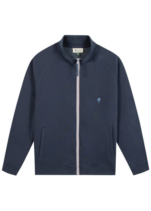 Sweat zippé bleu marine pourvu d'une coupe droite et d'un col montant