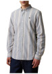 Thumbnail Chemise en coton gris à rayures dotée d'une coupe droite et d'un col boutonné