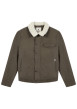 Thumbnail Blouson en coton kaki pourvu d'une coupe droite et d'un col en sherpa